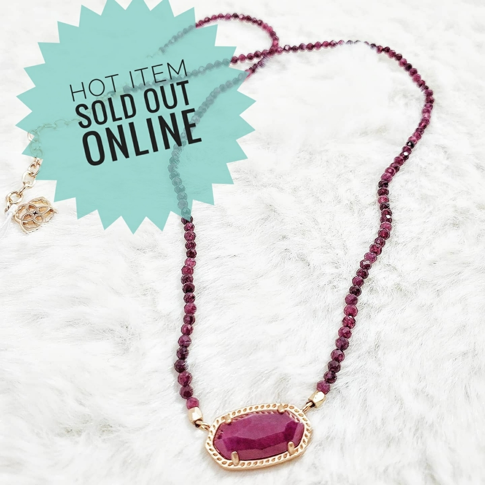 Kendra Scott Beaded Elisa Necklace in Maroon Jade - Picture 1 of 8